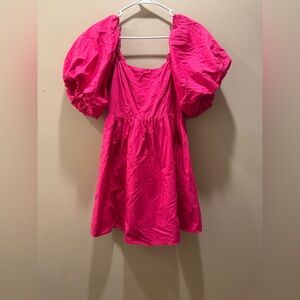 Sugarlips Fuchsia Puff Sleeve Kids Dress
